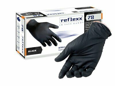 REFLEXX 78 Guanti in Nitrile senza polvere Taglia M (Black)
